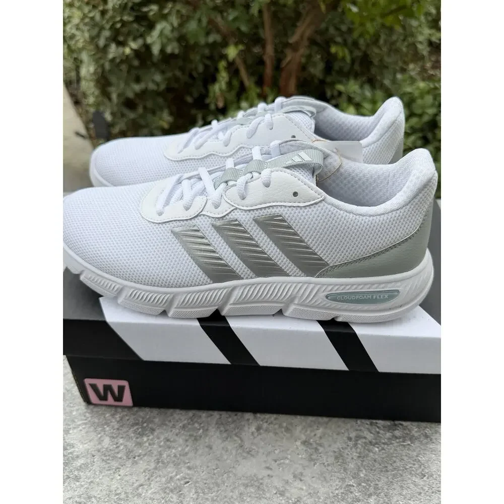 ADIDAS Cloudfoam Flex Laces Shoes Sneaker Women's Sz 10 White Wide Fit Width NWT